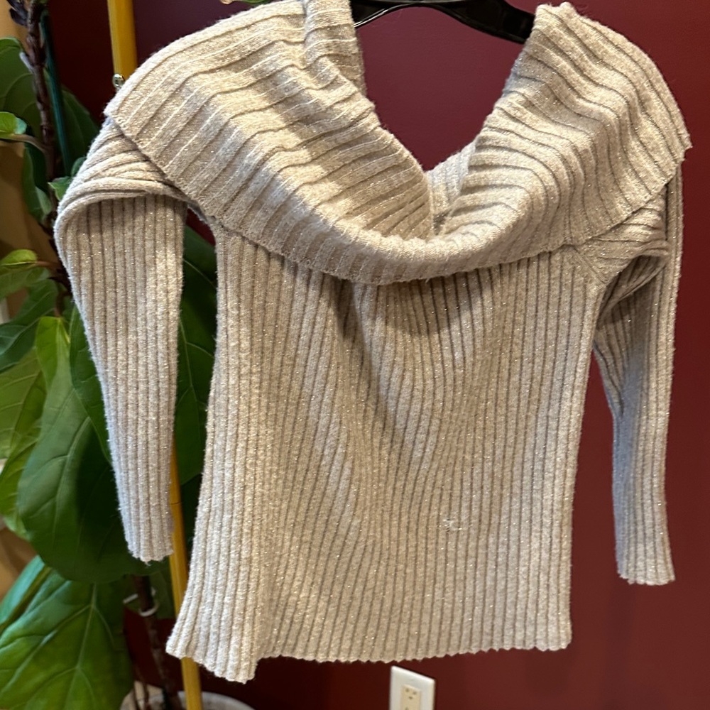1. State Off-Shoulder Ribbed Sweater - Light Gray - Picture 4 of 4